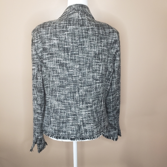 Tribal Black & White Woven Jacket with Fringe - Picture 2 of 7